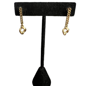 Gold tone chain geometric classic elegant sophisticated dangle drop post earring